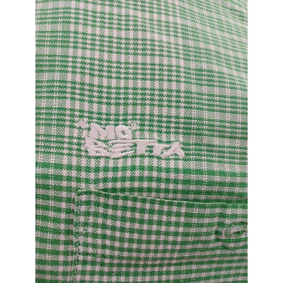 Mo Betta Men's Long Sleeve Shirt Button Up Green White Check Size 16 - Picture 3 of 6